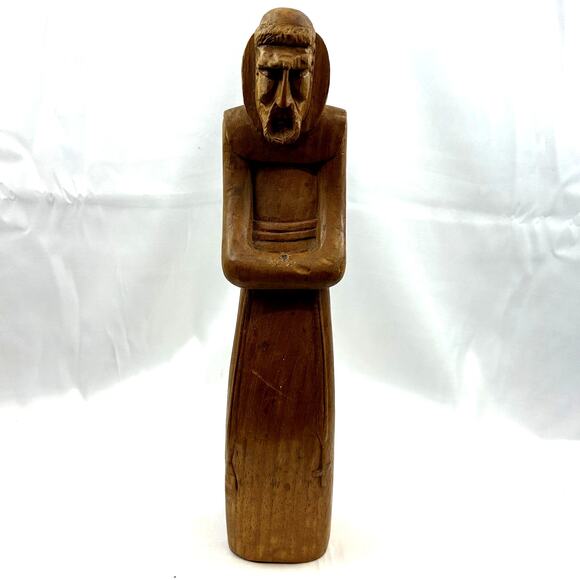 Rare Vintage Hand Carved St Francis of Assisi 14" wood statue dove missing - Picture 1 of 8